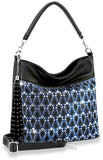 Sparkling Rhinestone Design Hobo Handbag - Blue