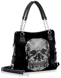 Rhinestone Skull Fashion Handbag - Black