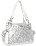 Boho Bling Design Fashion Handbag - White