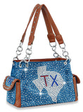 Texas Bling Denim Shoulder Bag - Light Blue