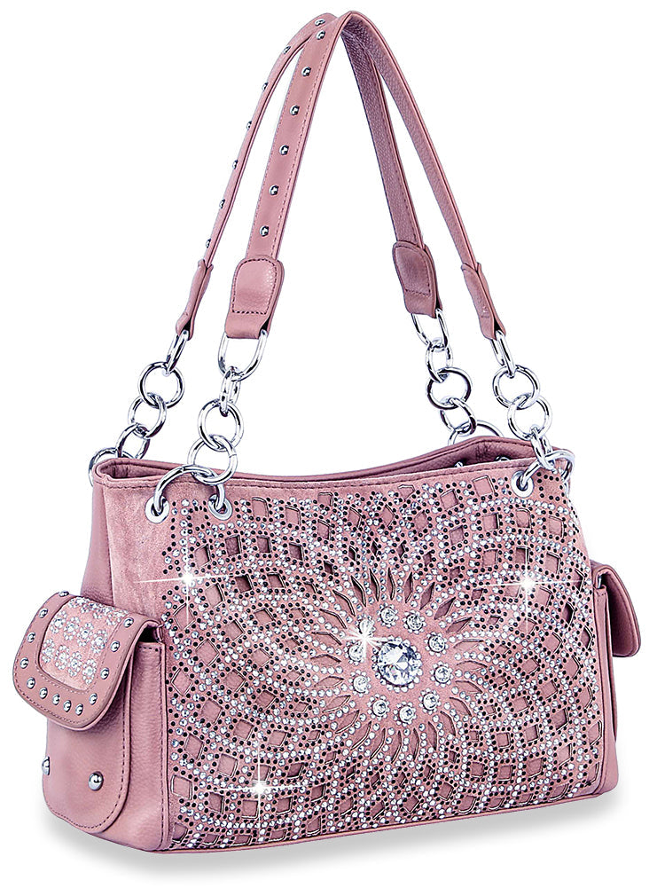 Bling Design Layered Handbag - Mauve