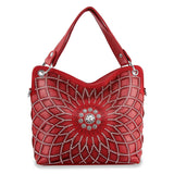 Rhinestone Design Layered Handbag - Red