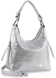 End Pocket Glamorous Hobo Handbag - Silver
