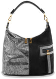 Multiple Textured Hobo Handbag  - Black