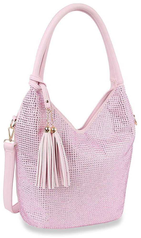 Stunning Sparkling Tall Shoulder Bag - Pink