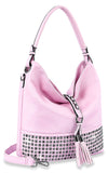 Studded Large Hobo Handbag - Pink
