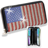 American Flag Bling Wallet - Black