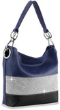 Bling Accent Banded Hobo - Navy