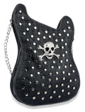 Embossed Guitar Design Skull Handbag - Black