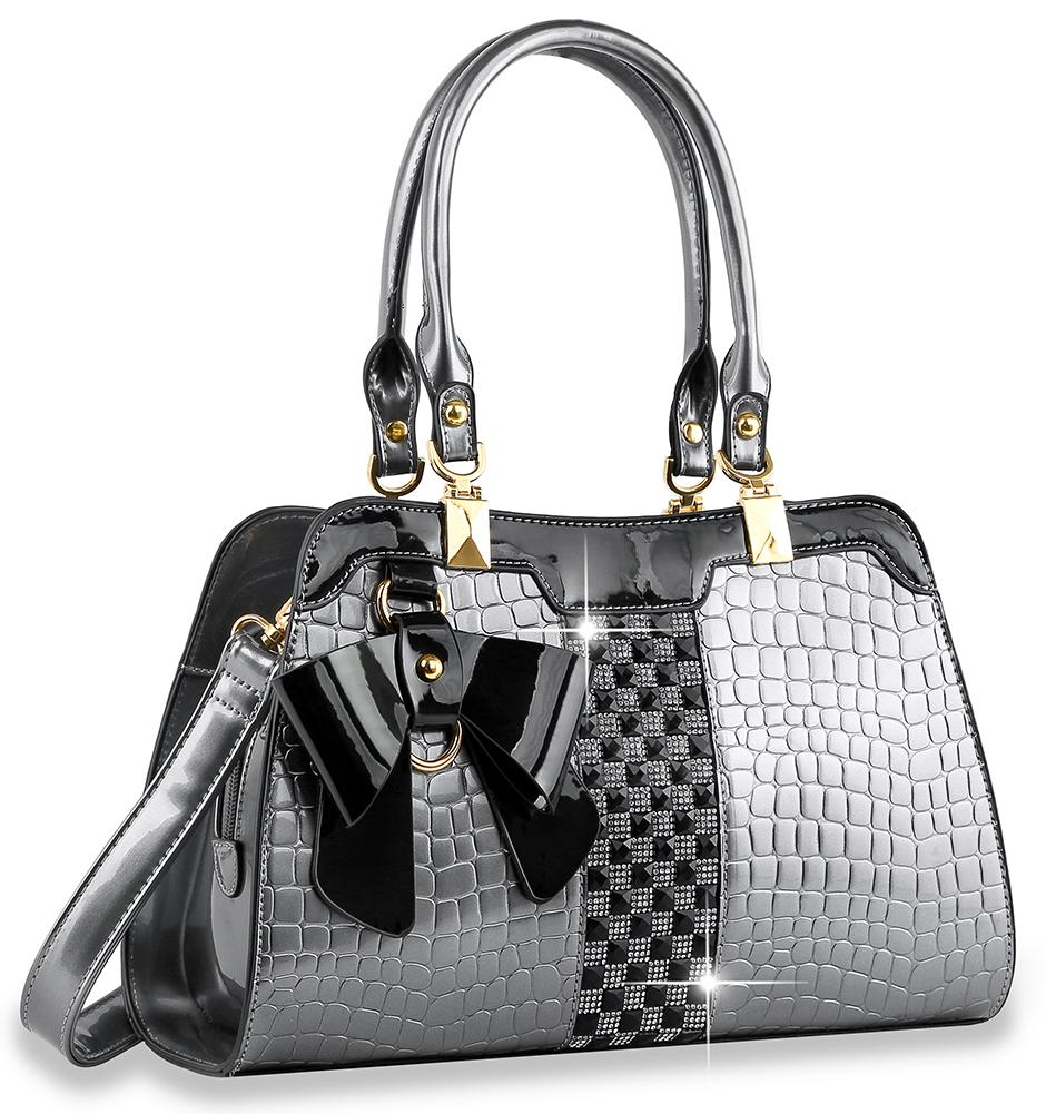 Brilliant Bow Sparkling Hand Tote - Pewter