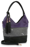 Bling Accent Banded Shoulder Bag - Purple