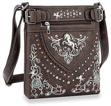 Western Horse Accented Crossbody Sling - Brown