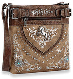 Western Horse Accented Crossbody Sling - Light Brown