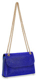Glittery Top Flap Evening Bag - Blue