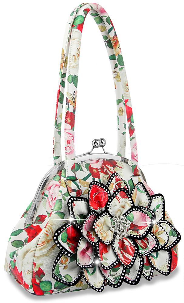 Layered Floral Print Petal Handbag - Multi