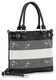 Tall Striped Accented Tote Handbag - Black