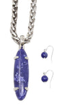 Stone Pendant Necklace Set - Blue