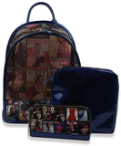 Obama Magazine Print Backpack Set - Blue