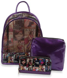 Obama Magazine Print Backpack Set - Purple