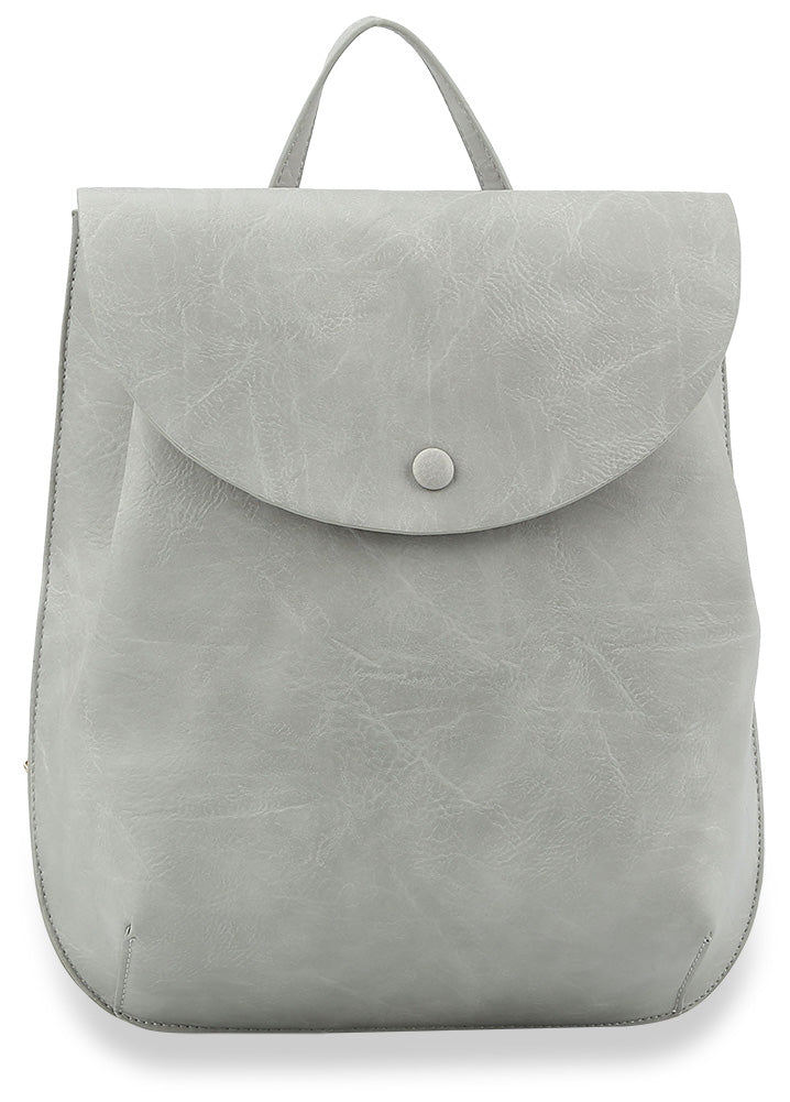 Slim Convertible Fashion Backpack - Light Grey