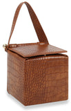 Alligator Embossed Box Style Hand Tote - Brown