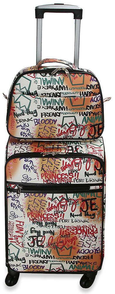 Urban Graffiti Print Luggage Set - Multi