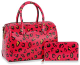 Leopard Art Print Satchel Handbag Set