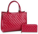 Patent Quilted Hand Tote Set - QFS-0046W-FU