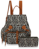 Leopard Print Fashion Backpack Set - LPR008-1W-4