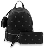 Three Piece Fashion Backpack Set - LSG002-1W-BK