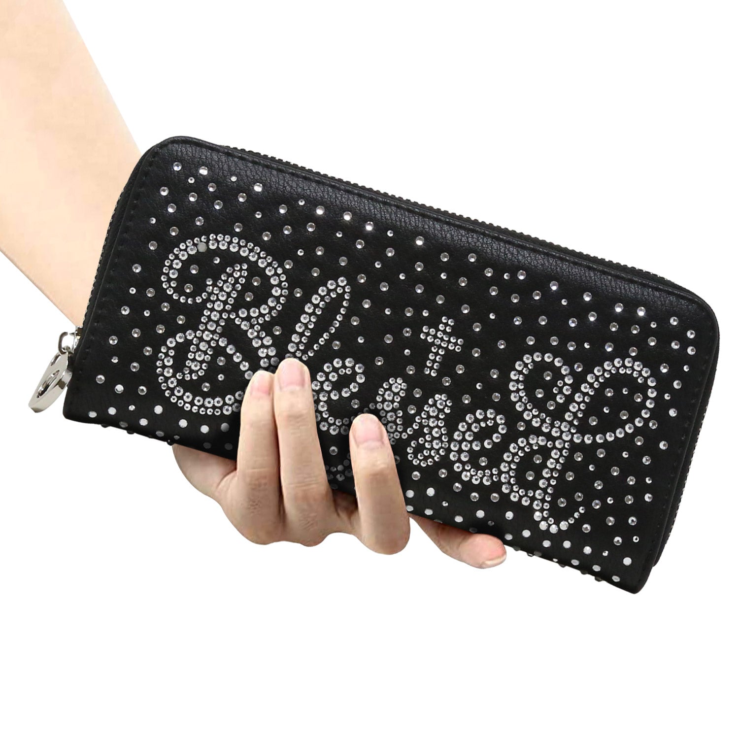 FH Blessed Rhinestone Bling Accordion Wallet